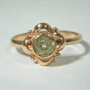 14ct Rose Gold and Yellow Diamond Ring Russian Gold Antique Jewellery