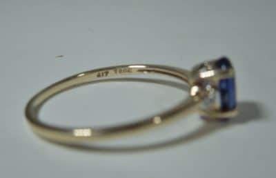 9ct Gold Blue Sapphire and Diamond Ring Blue Sapphire and Diamond ring Antique Jewellery 7