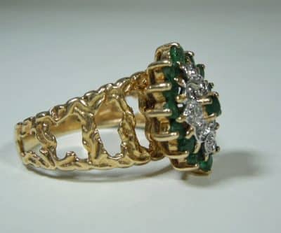 10ct Gold Emerald and Diamond Ring emerald diamond ring Antique Jewellery 4