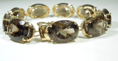 9ct Gold Smokey Quartz Bracelet smokey quartz Antique Jewellery 3