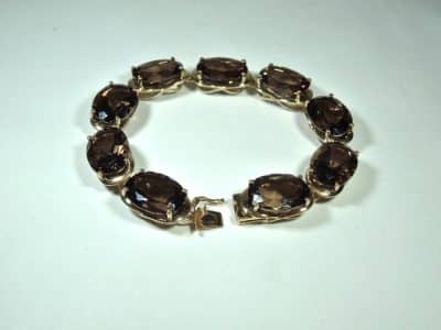 9ct Gold Smokey Quartz Bracelet smokey quartz Antique Jewellery 5