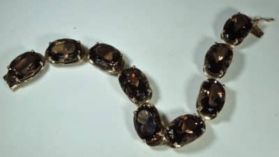 9ct Gold Smokey Quartz Bracelet smokey quartz Antique Jewellery 6