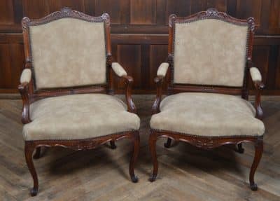 Pair Of Victorian French Walnut Armchairs SAI3185 Antique Chairs 3
