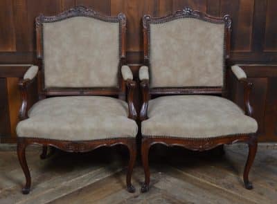 Pair Of Victorian French Walnut Armchairs SAI3185 Antique Chairs 6