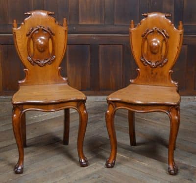 Pair Of Victorian Oak Hall Chairs SAI3213 Antique Chairs 4