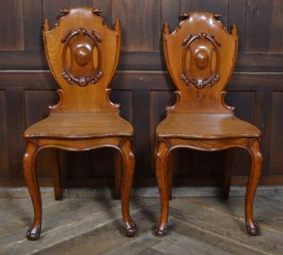 Pair Of Victorian Oak Hall Chairs SAI3213 Antique Chairs 5