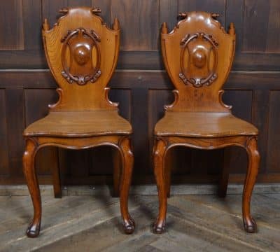 Pair Of Victorian Oak Hall Chairs SAI3213 - Image 3