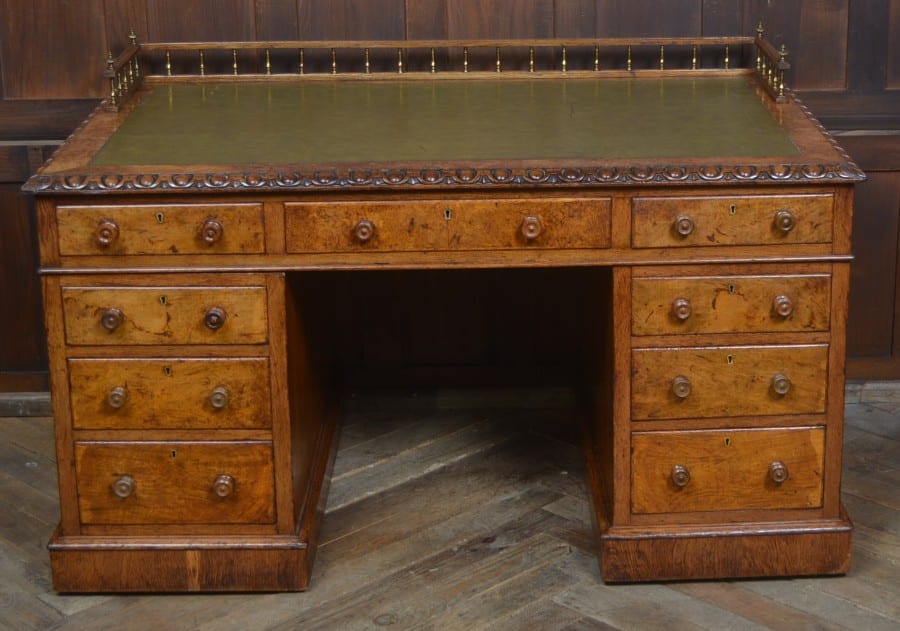Victorian Oak Pedestal Writing Desk SAI3234 Antiques To Buy