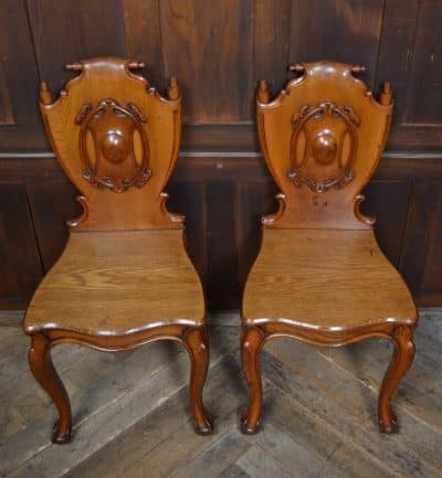 Pair Of Victorian Oak Hall Chairs SAI3213 Antique Chairs 6