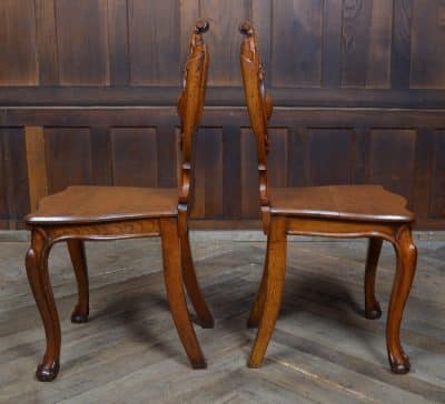 Pair Of Victorian Oak Hall Chairs SAI3213 Antique Chairs 12