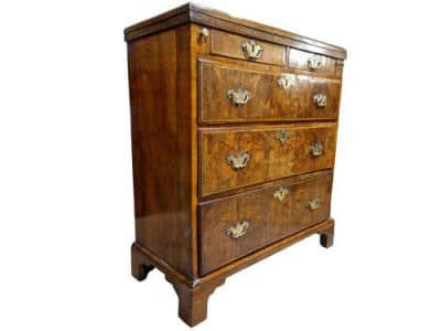 A Fine Queen Anne Burr & Figured Walnut Bachelors Chest Antique Chest Of Drawers 8