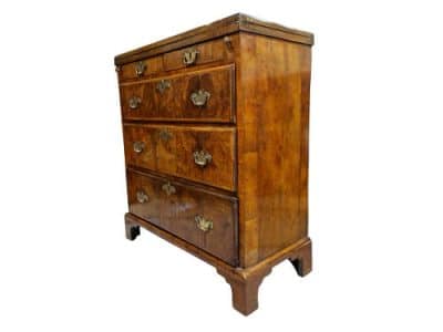 A Fine Queen Anne Burr & Figured Walnut Bachelors Chest Antique Chest Of Drawers 4