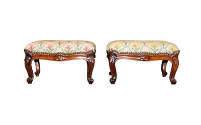 A Pair of Victorian Footstools Antique Stools 3