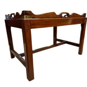 An 18th Style Mahogany Gallery Tray on Stand Antique Trays 3