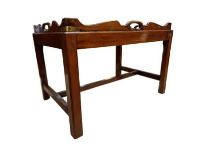 An 18th Style Mahogany Gallery Tray on Stand Antique Trays 3