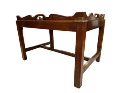 An 18th Style Mahogany Gallery Tray on Stand Antique Trays 4