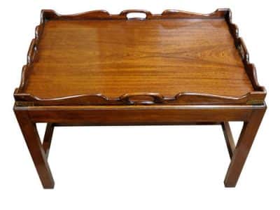 An 18th Style Mahogany Gallery Tray on Stand Antique Trays 6