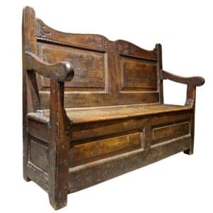Antique Oak Box Seated Settle Code: C1383 Antique Benches