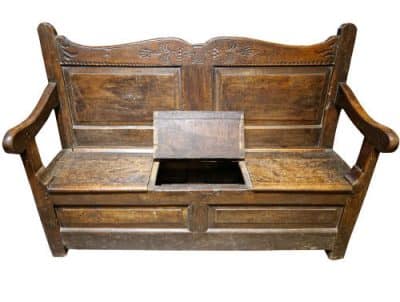 Antique Oak Box Seated Settle Code: C1383 Antique Benches 4