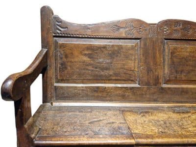 Antique Oak Box Seated Settle Code: C1383 - Image 3