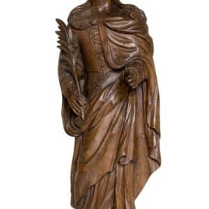 Carved limewood figure of St Catherine of Alexandria 17thc Antique Sculptures