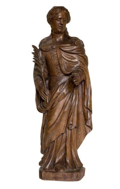Carved limewood figure of St Catherine of Alexandria 17thc Antique Sculptures 3