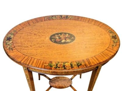 Edwardian Oval Satinwood Table Antique Furniture 3