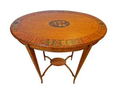 Edwardian Oval Satinwood Table Antique Furniture 4