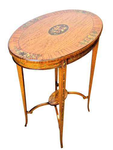 Edwardian Oval Satinwood Table Antique Furniture 6