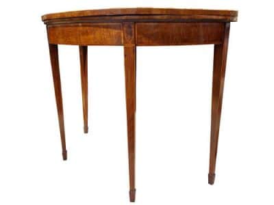 Geo III Fiddleback Mahogany Demi Lune Card Table Antique Tables 5