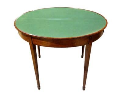 Geo III Fiddleback Mahogany Demi Lune Card Table - Image 5
