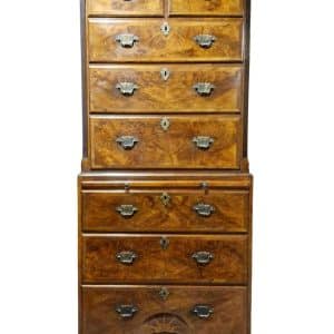 George I Style Walnut Cross-Banded Chest on Chest Antique Chests