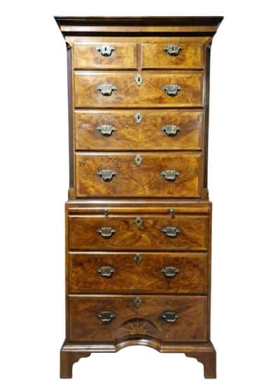 George I Style Walnut Cross-Banded Chest on Chest Antique Chests 3