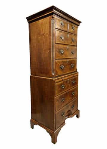 George I Style Walnut Cross-Banded Chest on Chest Antique Chests 5