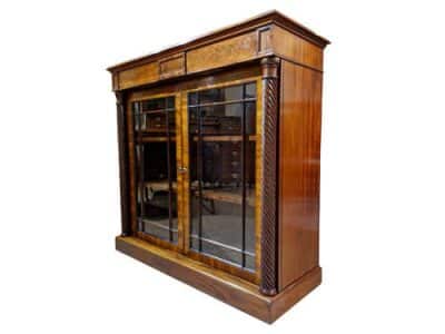 Georgian Flame Mahogany Bookcase Antique Bookcases 5