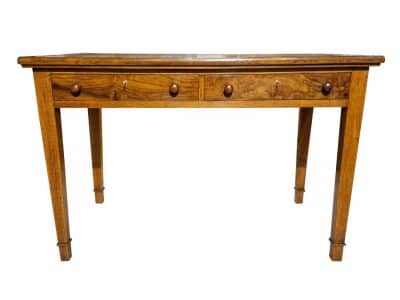 Oak & Burr Walnut Writing Table Antique Furniture 3