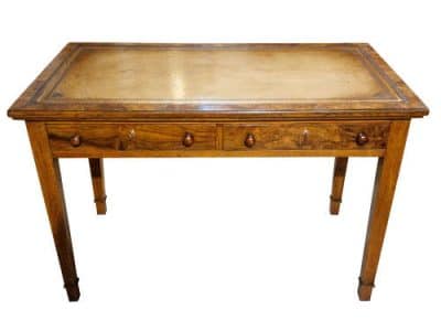 Oak & Burr Walnut Writing Table Antique Furniture 5