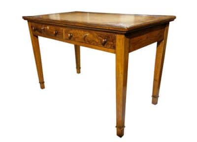 Oak & Burr Walnut Writing Table Antique Furniture 4