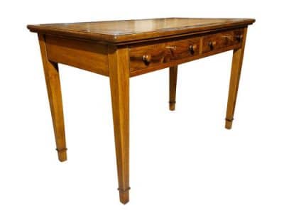 Oak & Burr Walnut Writing Table Antique Furniture 6