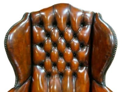 Pair of Vintage Leather Wing Chairs Antique Chairs 7