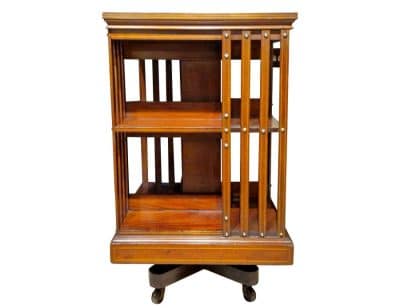 Superb Edwardian Inlaid Revolving Bookcase Antique Bookcases 3