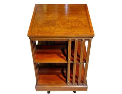 Superb Edwardian Inlaid Revolving Bookcase - Image 3