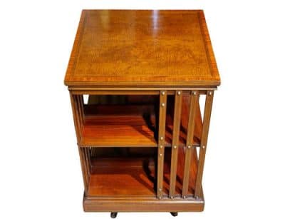 Superb Edwardian Inlaid Revolving Bookcase Antique Bookcases 5