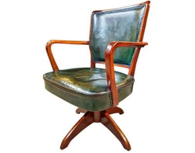 Swedish Mahogany and Leather Desk Chair - Image 3