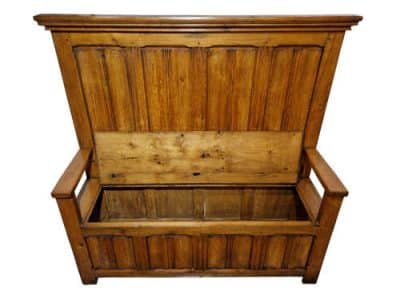 Victorian Golden Oak Settle Antique Benches 6