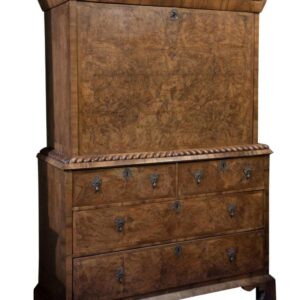 18thC Burr & Figured Walnut Escretoire Antique Desks