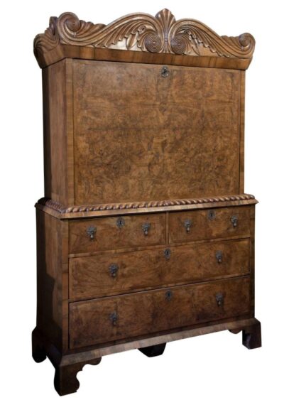 18thC Burr & Figured Walnut Escretoire Antique Desks 3