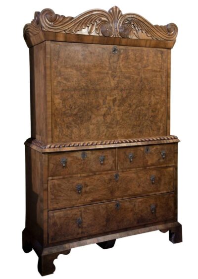 18thC Burr & Figured Walnut Escretoire
