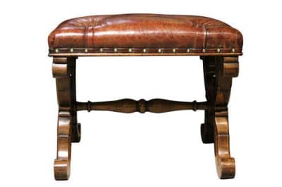 19thc Walnut X Frame Stool - Image 4