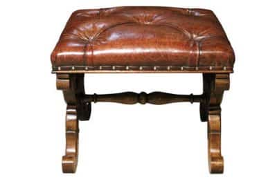 19thc Walnut X Frame Stool Antique Furniture 4